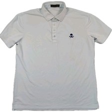 G FORE Polo Shirt Men's Medium Blue Striped Performance Active Golf Skully FLAWS