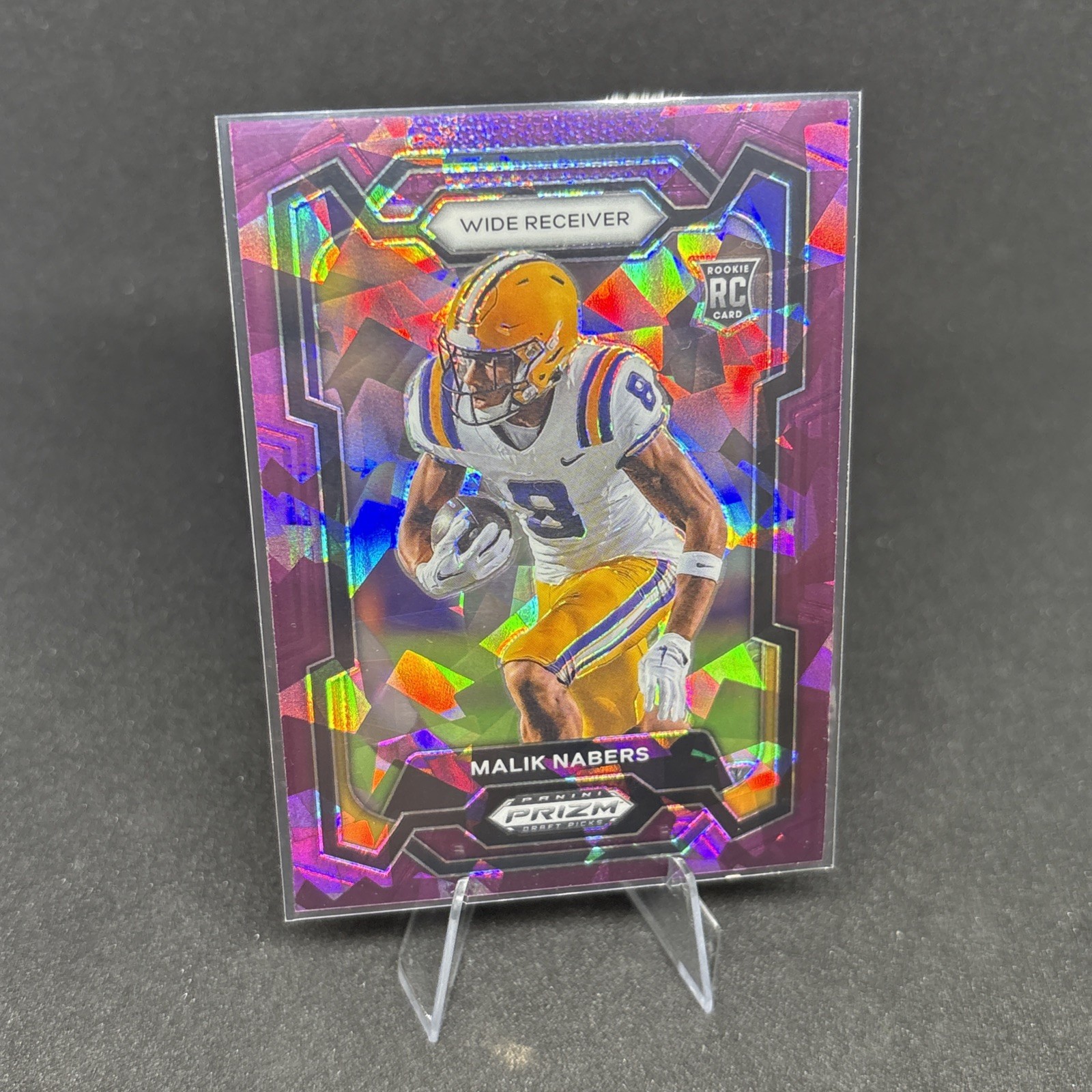 2024 Prizm Draft Pick Malik Nabers Purple Cracked Ice /149 LSU Tigers