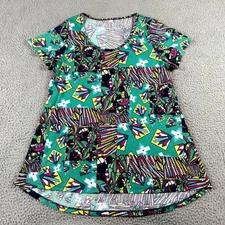 LuLaRoe Womens Short Sleeve Classic T Shirt Green Multi Size M