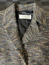 Bernard Zins Paris Brown/Multicolor Woven Blazer Wool/Silk/Rayon Women Size 8