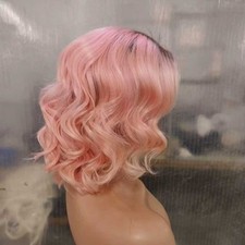 Ombre Pink 100 Human Hair 13x4 Lace Front Wig for Women Daily Party