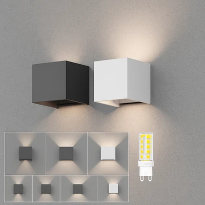 LED Wandlampe Außenleuchte Würfel Cube IP54 verstellbarer Lichtkegel G9 Fassung - Bild 1 von 4