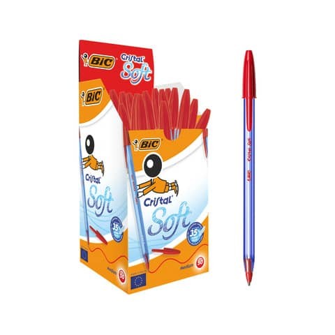 Penna a sfera BIC Cristal Soft 1,2 mm rosso conf. 50 pezzi - 9185201 - Foto 1 di 6