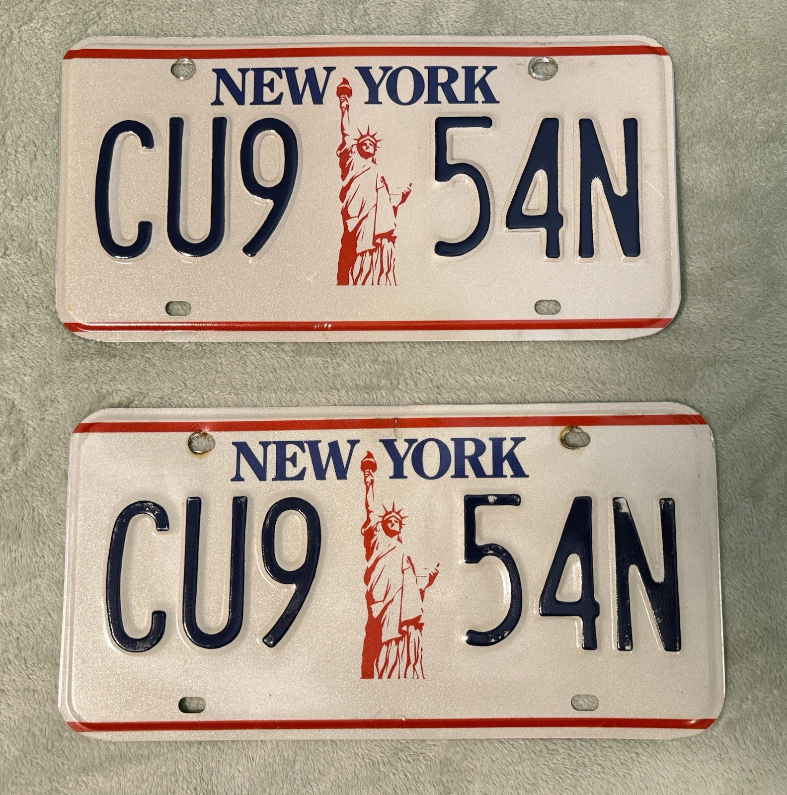 Vintage Real 1980s New York Statue Of Liberty 🗽 License Plate Pair 1980-2000