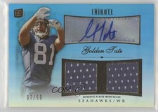 2010 Topps Tribute Dual Relics Blue Rainbow 7/50 Golden Tate #ADR-GTA Auto 5h9