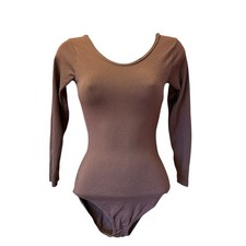 Vintage Sears Clingalon Leotard Bodysuit Small Nylon Hi Cut Unitard Long Sleeve