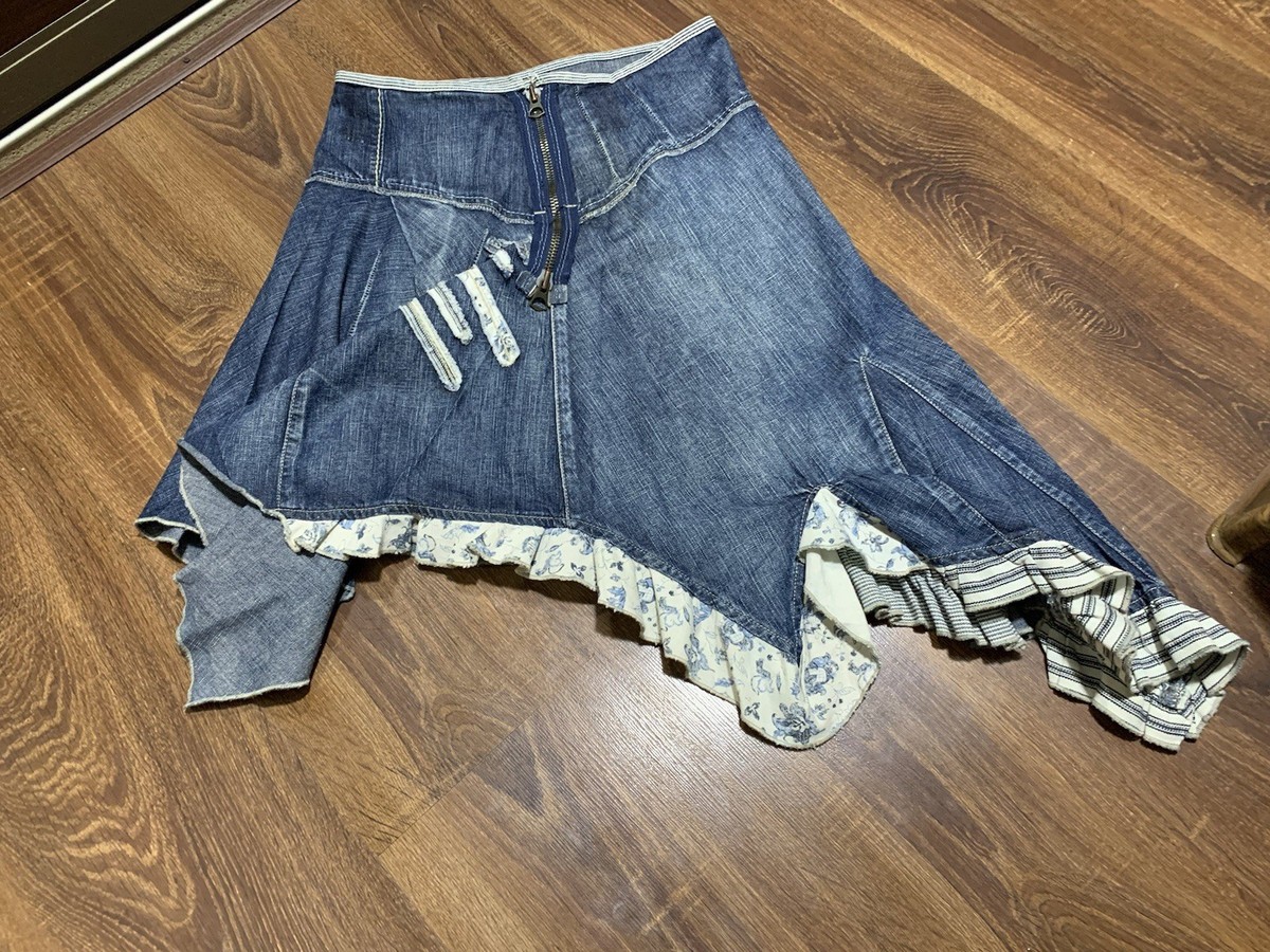 Vintage Marithe Francois Girbaud Midi Denim Asymmetrical Skirt