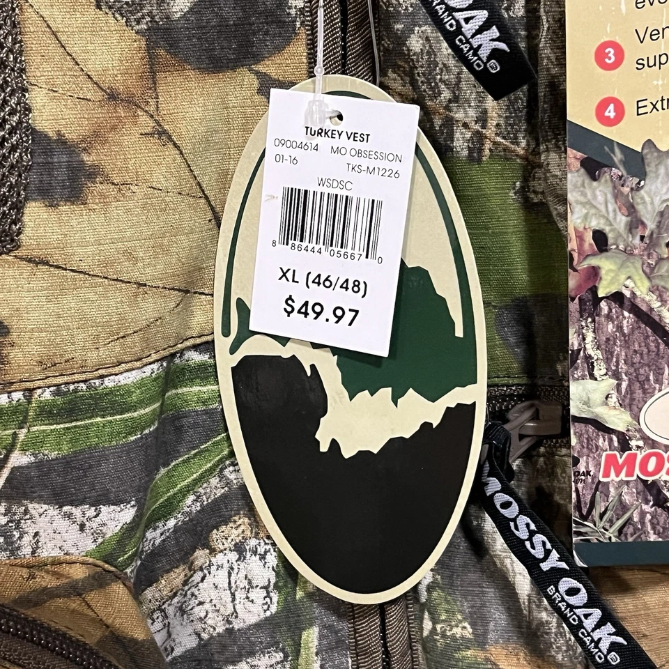 Mossy Oak Men’s Turkey Vest Camo Seat Cushion Pockets Size 46/48 NWT - Image 3 of 4