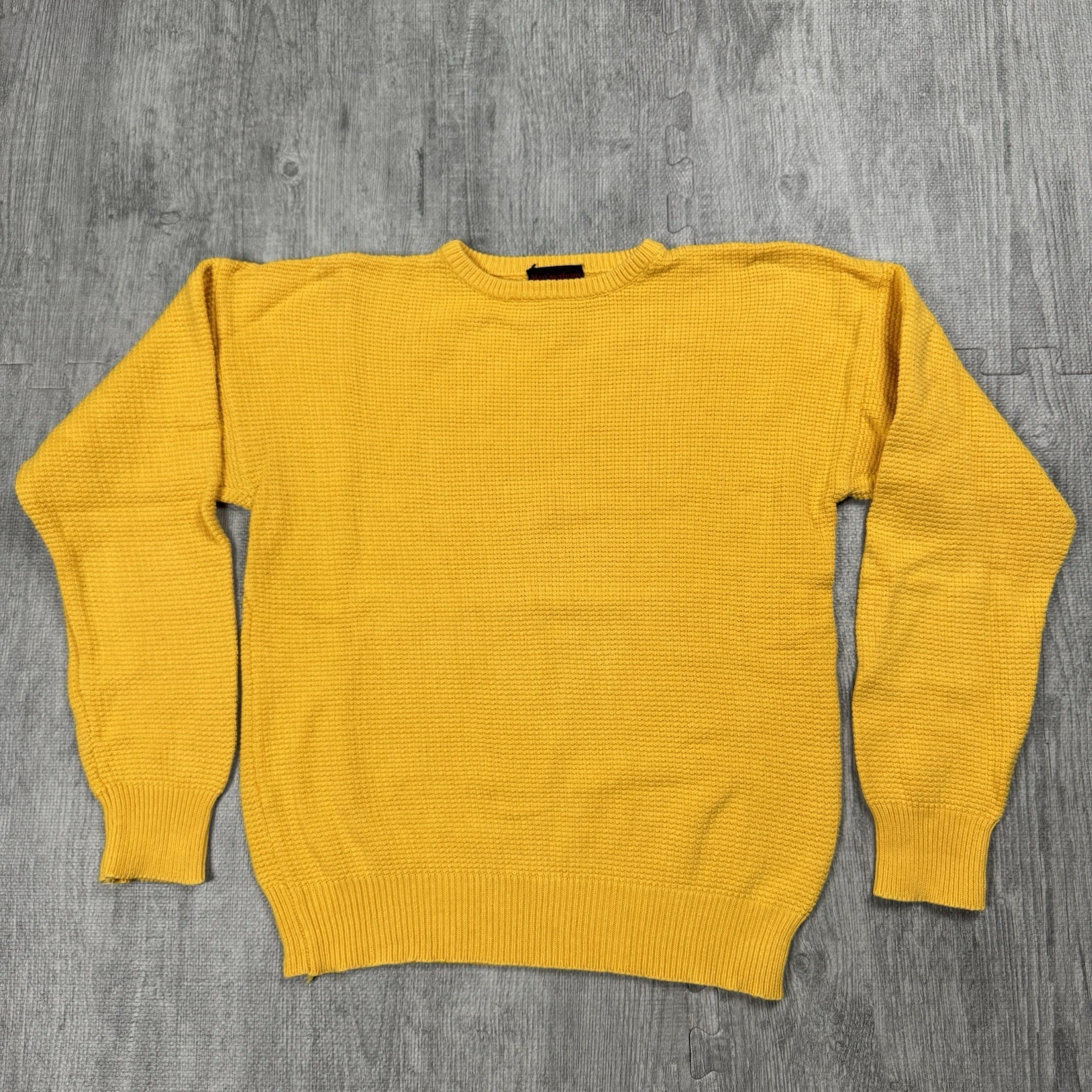 MAGLIONE TERMICO VINTAGE YVES SAINT LAURENT GIROCOLLO WAFFLE MAGLIA GIALLO SENAPE