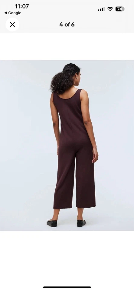 MWL Madewell Burgundy Superbrushed Pull On Jumpsuit M Soft Comfy Loungewear - Image 4 of 4