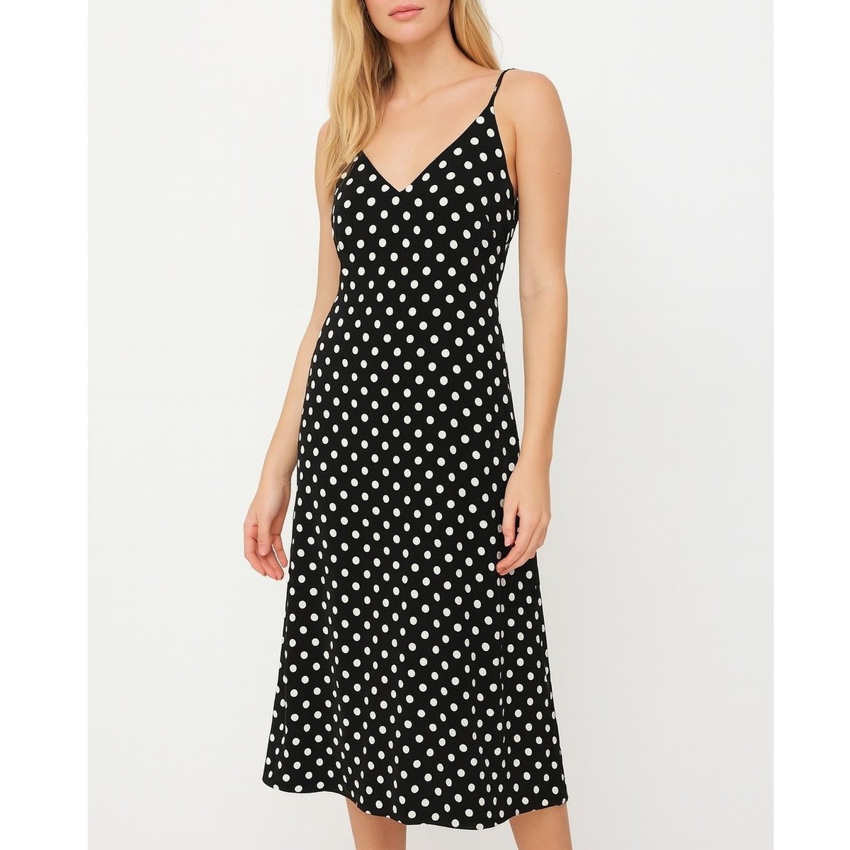 Midi Dress Zara Strappy Polka Dot Dress Zara Polka Dot Midi Dress Black  White Strappy V-