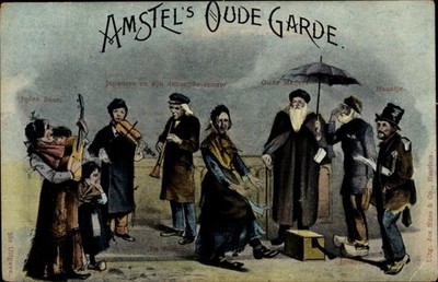 Ak Amstel's Oude Garde, Niederländische Tracht, Musikinstrumente,... - 10577210