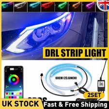 4Pcs 60CM Car RGB LED Flexible Slim Strip Lights Headlight DRL Flow Turn Signal