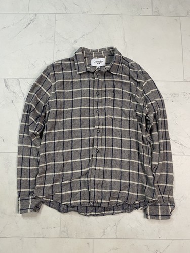Corridor NYC Flannel Jacket Men M Beige 3D Knit Textured Plaid Button Up Shacket - Picture 2 of 11