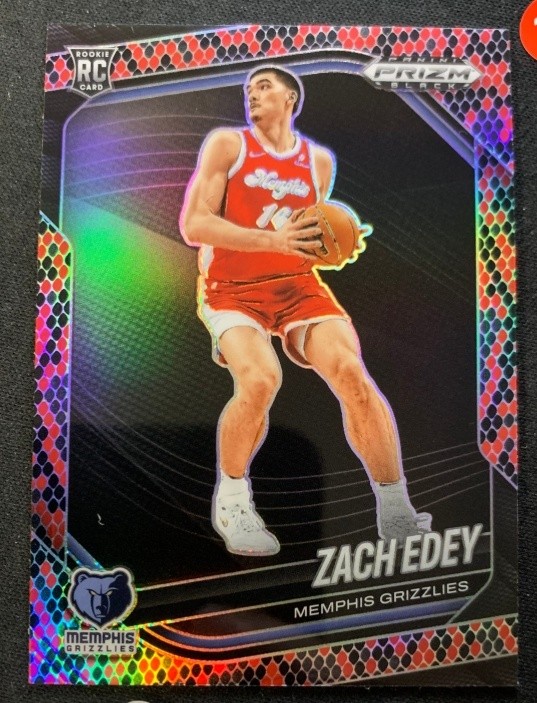 Zach Edey 2024-25 Panini Prizm Black RC Snakeskin SP #64
