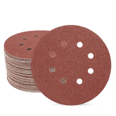 5 Inch 8 Hole Sanding Discs Hook and Loop, 50 PCS 60 Grit round Sand Paper Disc,