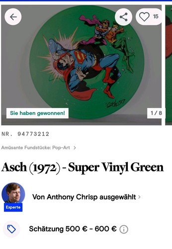Pop Art "Asch (1972)" Vinylbild Handbemalt, Limitiert Und Signiert DC Superman - Picture 5 of 5