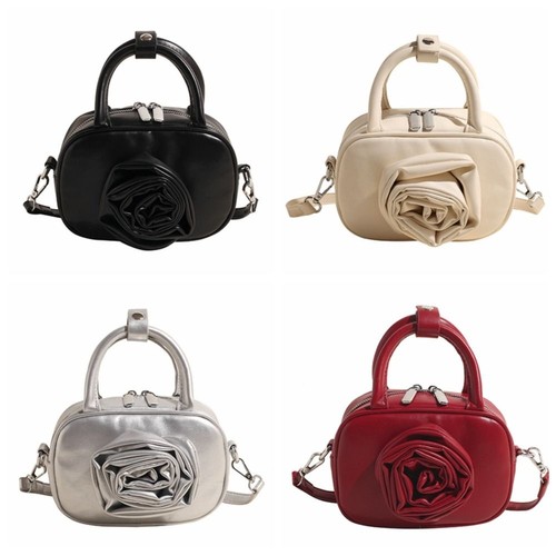 PU Leather Silver Handbag Single Shoulder PU Crossbody Bag Streetwear - Picture 3 of 12