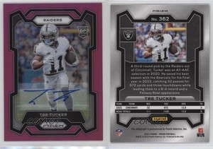 2023 Panini Prizm Rookies Pink Prizm Auto Tre Tucker #362 Rookie Auto RC