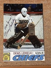 SLAP SHOT YVON BARRETTE SIGNED CHARLESTOWN CHIEFS SLAP SHOT 1977 DENIS LEMIUEX