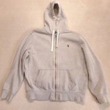 Vintage Polo Ralph Lauren Mens Full Zip Hoodie XL Gray/Burgundy Pony/Thermal