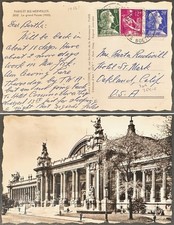 France #709,#754-5 on the Grand Palais Royal Photo Post Card to US 1956(?) *d