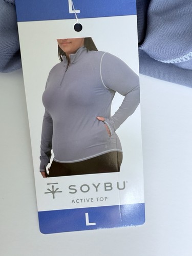 Soybu Women's Long Sleeve Quarter Zip Blue Active Top Sz L Designer Brand New - Picture 9 of 12