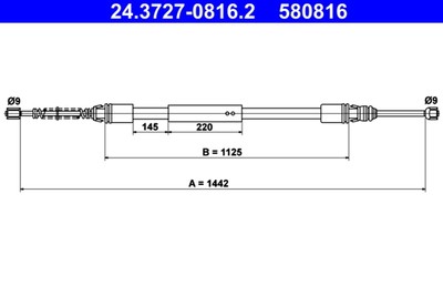 Bremsseil Seilzug Feststellbremse ATE 24.3727-0816.2 für PEUGEOT CITROËN SAXO S1