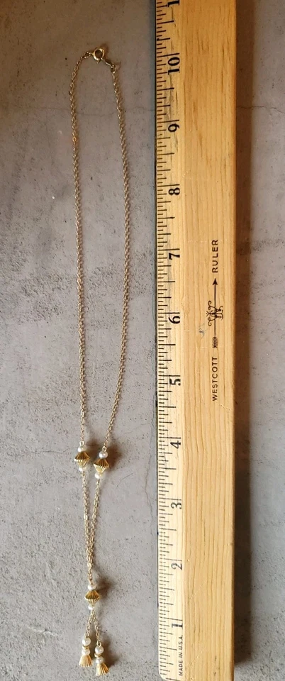 Ожерелье из желтого золота 14 карат цепочка Lariat «Y» 17,5 дюйма 2,3 грамма - Изображение 3 из 4