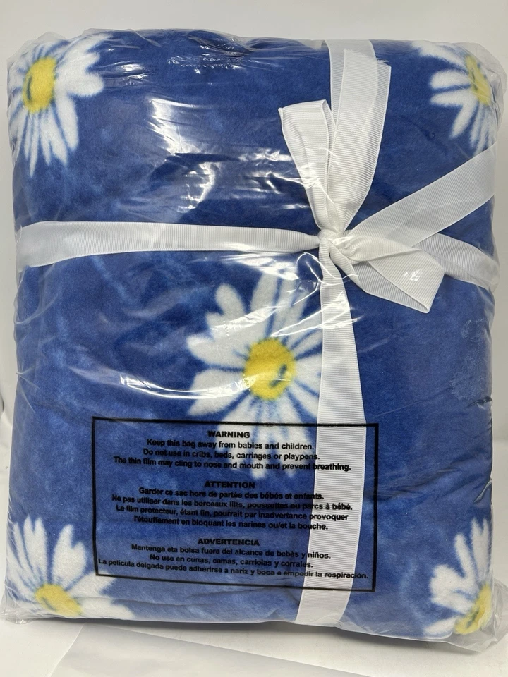 No Sew Throw KIT Daisies 聚酯防绒蓝色 72 英寸 x 60 英寸 2 层全新带标签 — 第 4/4 张图片