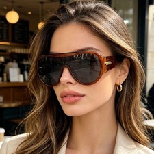 Bottega Veneta BV1345 Sunglasses Women Authentic Oversized Shades Dark Brown New
