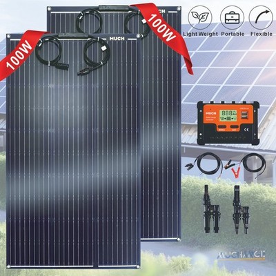 100/200 Watt Monocrystalline Flexible Solar Panels Kits for RV/Camper/Boat/Home