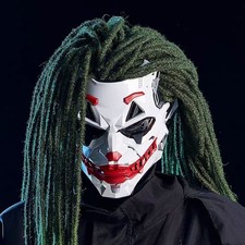 1:1 Joker Full Face Masks Cosplay Props Resin Adult Halloween Mask w/Dreadlocks