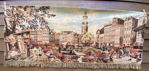 VTG Lot 3 Holland Dutch Tulip Windmill Sailboat Village Rug Wall Tapestry - Picture 11 of 24