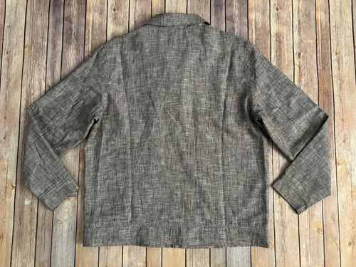 Tasso Elba Men's Vieste Bomber Jacket Beige Tan Linen Cotton Blend Size Large image 2