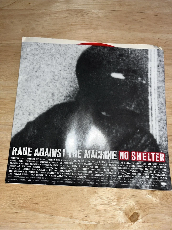 RAGE AGAINST THE MACHINE No Shelter / No Shelter 7" RED Vinyl 45 NEW ES7 41210 - Image 2 of 3
