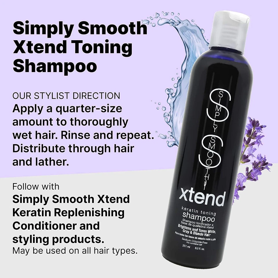 Champú tonificante de queratina Simply Smooth - para tonos rubios y grises 8,5 oz conjunto de 6 Foto 4 de 4