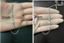 Men's Women's Solid 925 Sterling Silver Rope Chain 2mm 3mm 18" 20" 22" 24" ITALY