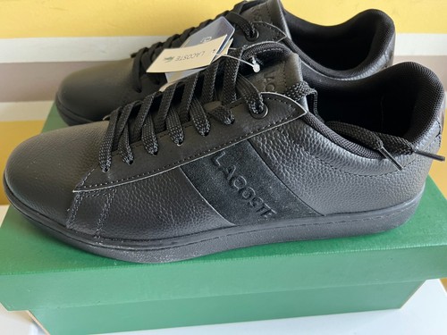New Lacoste Carnaby Evo 319 Leather Sneakers Shoes Ortholite Black Men Sz 8 - Picture 5 of 10