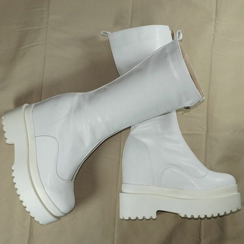 Winter High Heel Platform Pumps Shoes Women's Cow Leather Thigh High Snow Boots - Picture 20 of 23