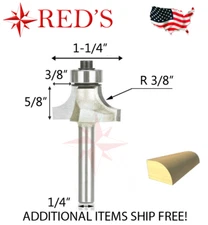 Tideway Carbide PRO LC06021204 3/8" Radius Round Over 1/4" shank router bit
