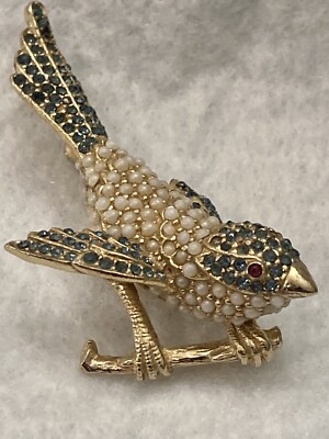 Rare Ciner Signed Bird On Branch Brooch Read