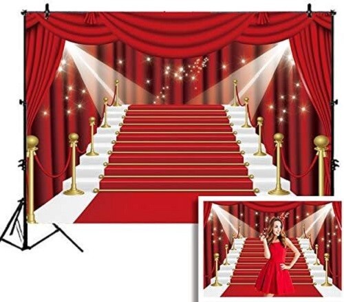 7x5ft Red Curtain Backdrop Prom Large Red Carpet Movie Party Backdrops Film M... - Bild 1 von 3