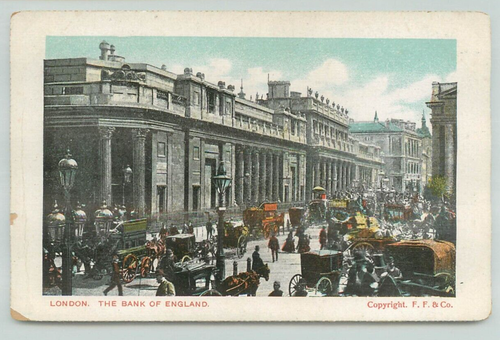 Postcard London, The bank of England, Animated street view, Horse and cart, - Bild 1 von 2