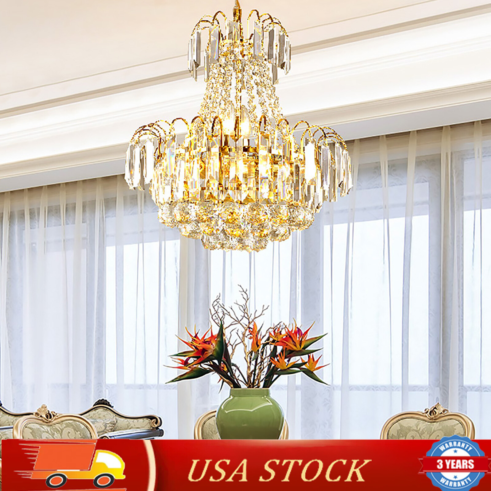 Elegant Modern K9 Crystal Chandelier Ceiling Light Pendant Fixture