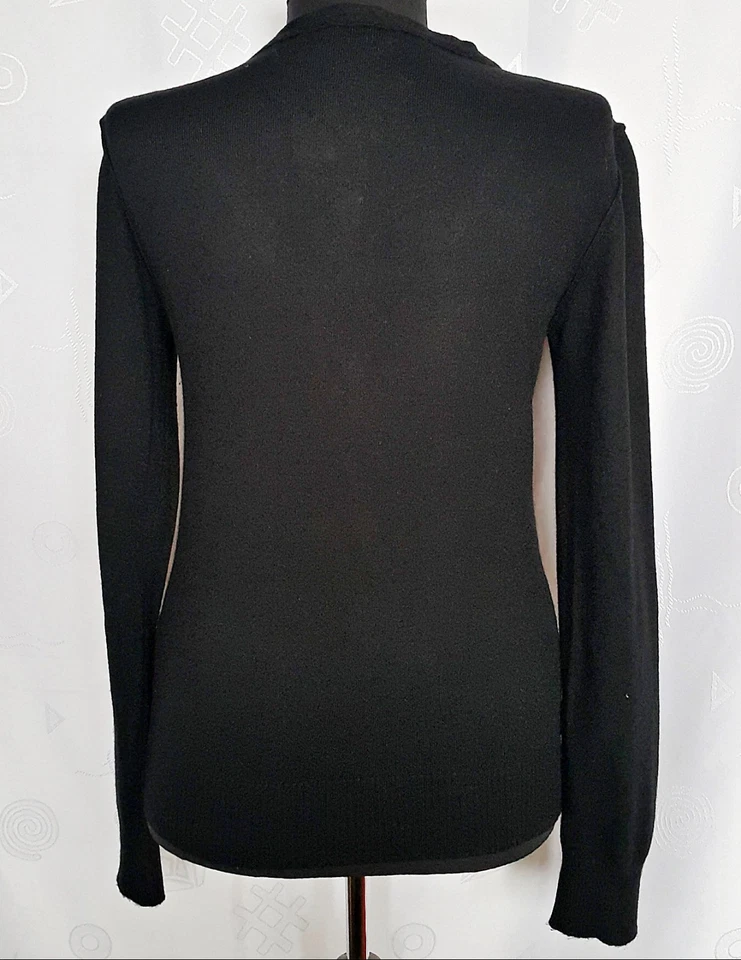 VINTAGE ARMANI JEANS LOGO BLACK KNITED ANGORA BLEND WOMEN'S BLOUSE-SIZE:10/M/40 - Image 3 of 4