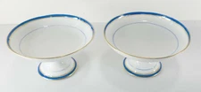 Antique French Old Paris Sevres Style Blue and White Gilt Compote Pair