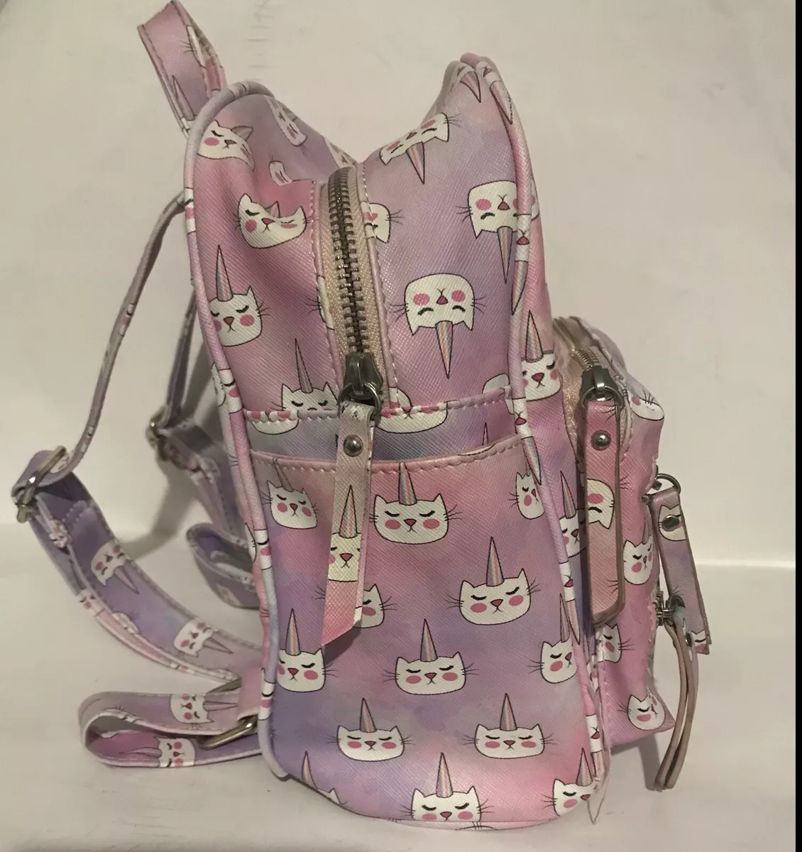 Under One Sky Mini Backpack Purse Cat Unicorn Pink Purple Bag Caticorn