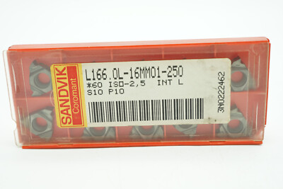 10x Sandvik L166.0L-16MM01-250 S10 Wendeschneidplatten zum Gewindedrehen