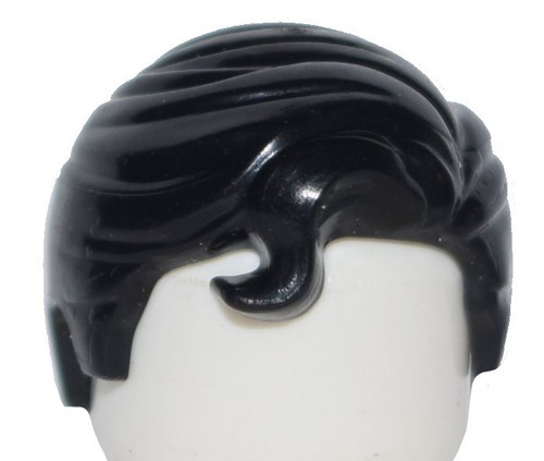 ☀️NEW Lego Minifig Hair Male boy Black Swept Right w/ Front Curl City Minifigure - 第 2/4 張圖片